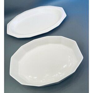 Set of 2 Vintage USA Heritage White Dishes- Serving Platter & Baker Pfaltzgraff